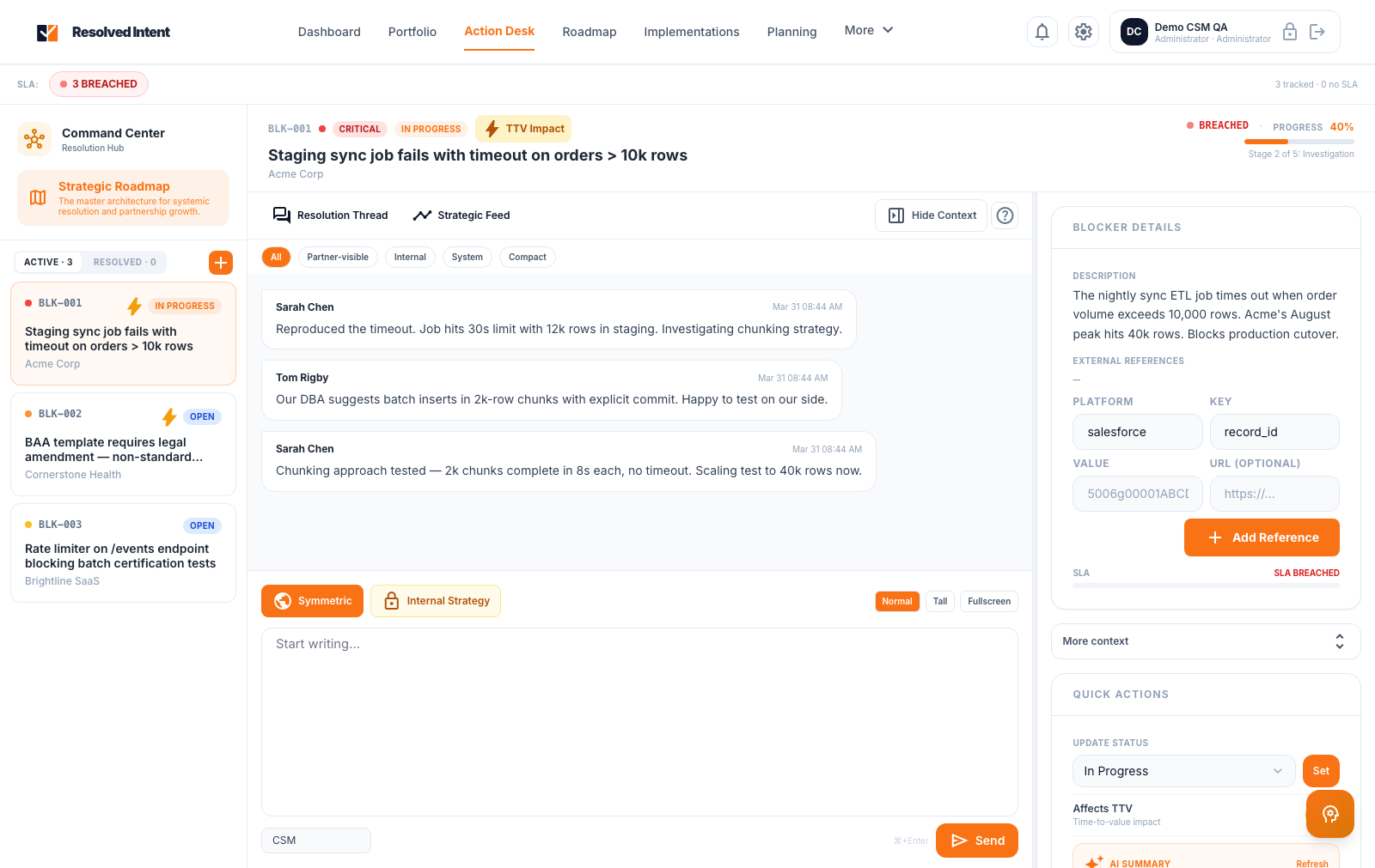 Resolved Intent action desk